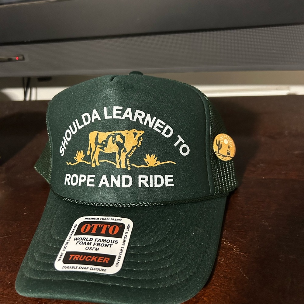 Green Trucker Hat with Western Print